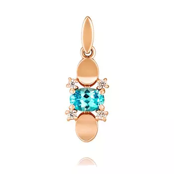 Подвеска из красного золота 585 пробы с топазом, фианитом