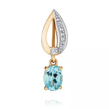 Подвеска из красного золота 585 пробы с топазом и фианитом