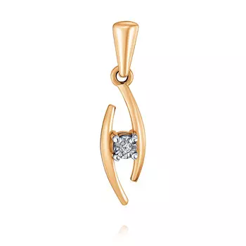 Подвеска из красного золота 585 пробы с бриллиантом