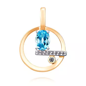 Подвеска из красного золота 585 пробы с фианитом и топазом