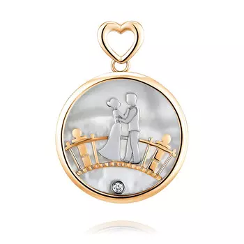 Подвеска из красного золота 585 пробы с бриллиантом