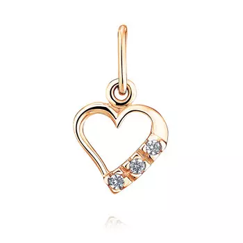 Подвеска из красного золота 585 пробы с фианитом