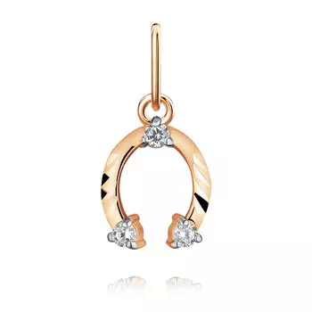 Подвеска из красного золота 585 пробы с фианитом