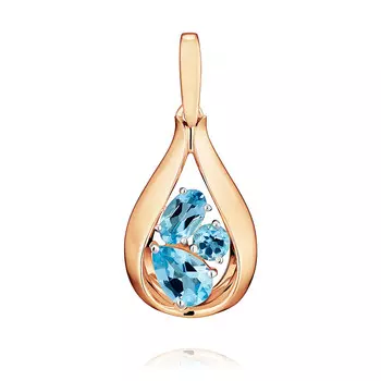 Подвеска из красного золота 585 пробы с топазом