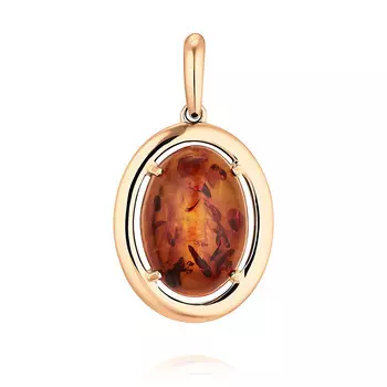 Подвеска из красного золота 585 пробы с янтарем