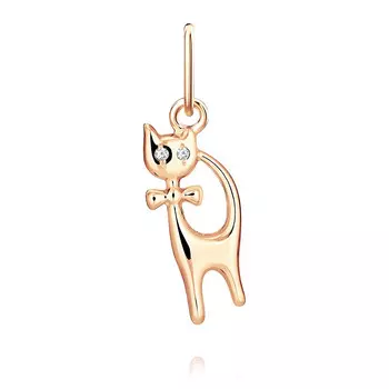 Подвеска из красного золота 585 пробы с фианитом