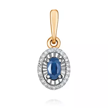 Подвеска из красного золота 585 пробы с сапфиром и бриллиантом
