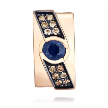 Подвеска из красного золота 585 пробы с сапфиром и бриллиантом