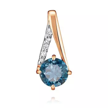 Подвеска из красного золота 585 пробы с фианитом и топазом