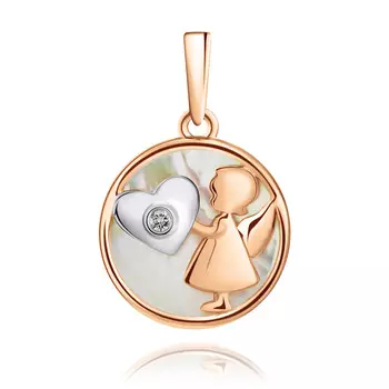 Подвеска из красного золота 585 пробы с бриллиантом, вставками