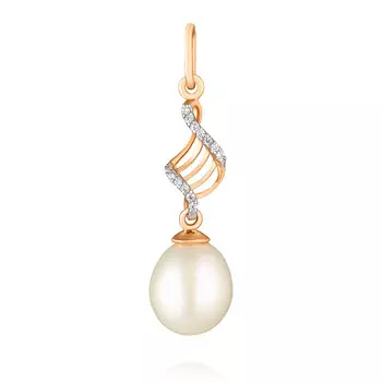 Подвеска из красного золота 585 пробы с жемчугом