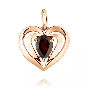 Подвеска из красного золота 585 пробы с гранатом