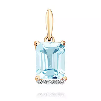 Подвеска из красного золота 585 пробы с топазом, фианитом