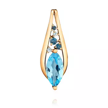 Подвеска из красного золота 585 пробы с миксом вставок