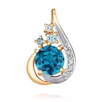 Подвеска из красного золота 585 пробы с миксом вставок