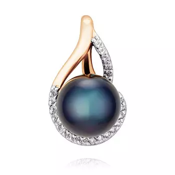 Подвеска из красного золота 585 пробы с жемчугом, фианитом