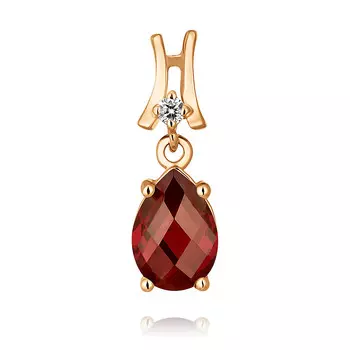 Подвеска из красного золота 585 пробы с гранатом