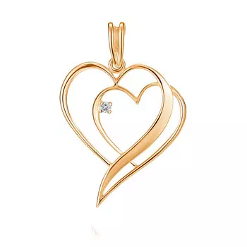 Подвеска из красного золота 585 пробы с бриллиантом