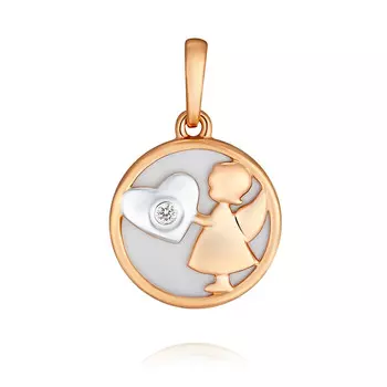 Подвеска из красного золота 585 пробы с бриллиантом