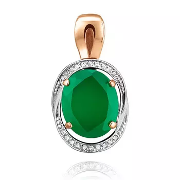 Подвеска из красного золота 585 пробы с бриллиантом, ониксом