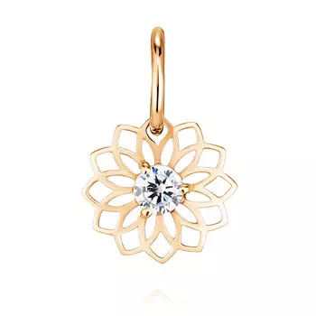 Подвеска из красного золота 585 пробы с фианитом