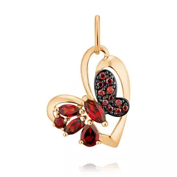 Подвеска из красного золота 585 пробы с гранатом