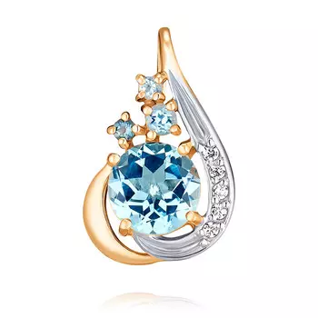 Подвеска из красного золота 585 пробы с миксом вставок