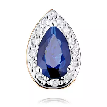 Подвеска из красного золота 585 пробы с сапфиром и бриллиантом