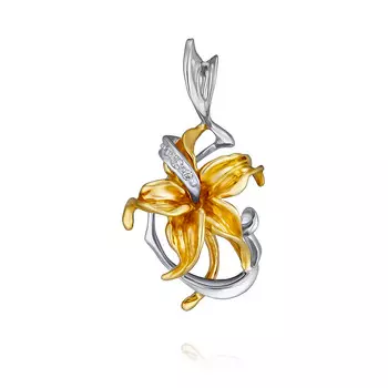 Подвеска из желтого золота 585 пробы с бриллиантом