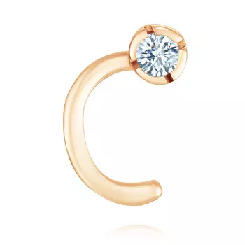 Серьга из красного золота 585 пробы с фианитом