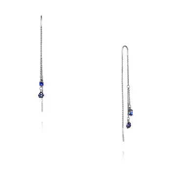 Серьги из белого золота 585 пробы с корундом синтетическим