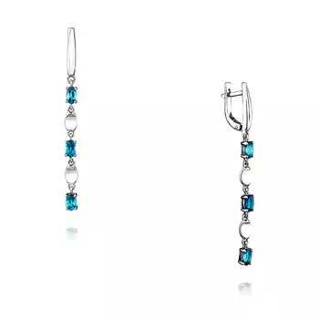 Серьги из белого золота 585 пробы с топазом