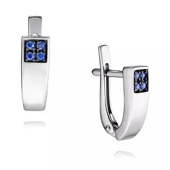 Серьги из белого золота 585 пробы с сапфиром