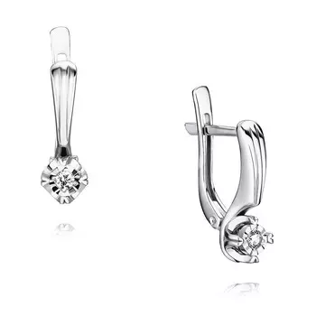 Серьги из белого золота 585 пробы с бриллиантом