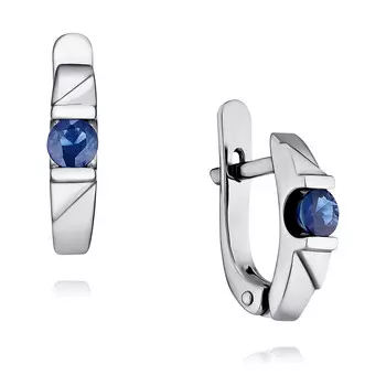 Серьги из белого золота 585 пробы с сапфиром