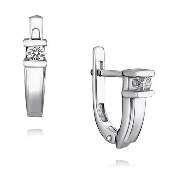 Серьги из белого золота 585 пробы с бриллиантом