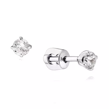 Серьги из белого золота 585 пробы с фианитом