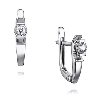 Серьги из белого золота 585 пробы с бриллиантом