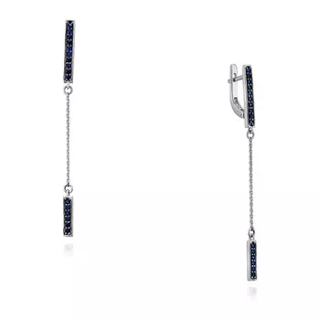 Серьги из белого золота 585 пробы с сапфиром