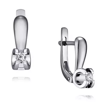 Серьги из белого золота 585 пробы с бриллиантом