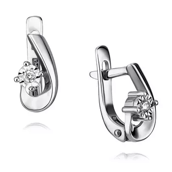 Серьги из белого золота 585 пробы с бриллиантом