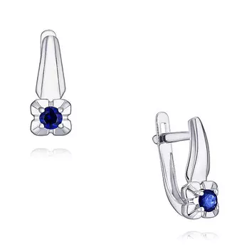 Серьги из белого золота 585 пробы с сапфиром