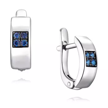 Серьги из белого золота 585 пробы с сапфиром