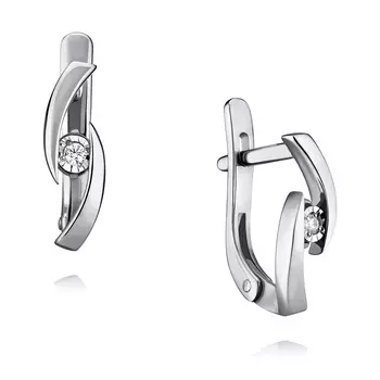 Серьги из белого золота 585 пробы с бриллиантом