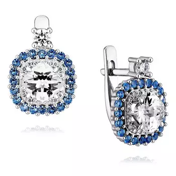 Серьги из белого золота 585 пробы с фианитом