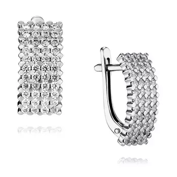 Серьги из белого золота 585 пробы с фианитом