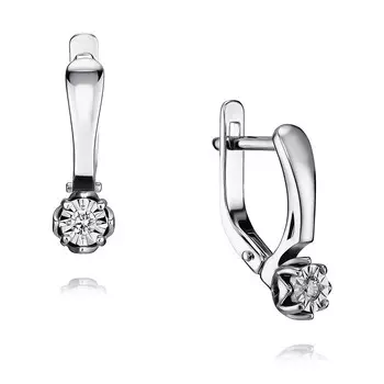 Серьги из белого золота 585 пробы с бриллиантом