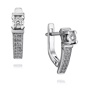 Серьги из белого золота 585 пробы с бриллиантом