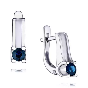 Серьги из белого золота 585 пробы с сапфиром
