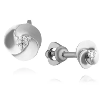 Серьги из белого золота 585 пробы с бриллиантом